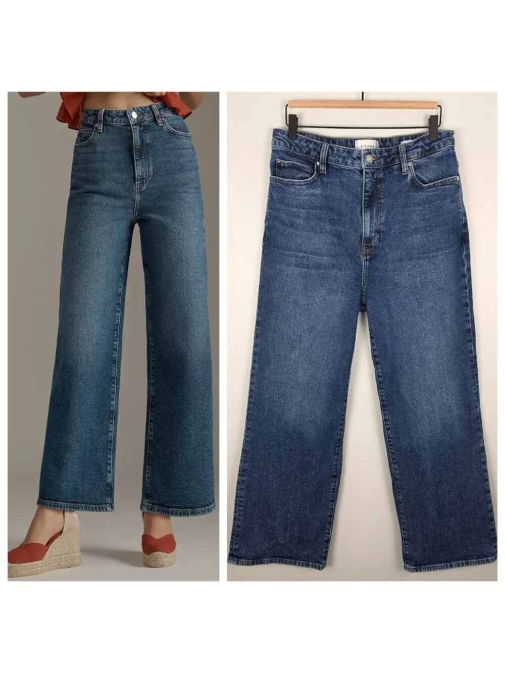 FRAME The Wide Jeans High Rise Wide Leg Ankle Rival Blue Size 31 - Picture 1 of 14